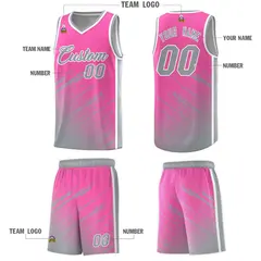 Pink Gray Splash Basketball Uniforms for Practice 5
