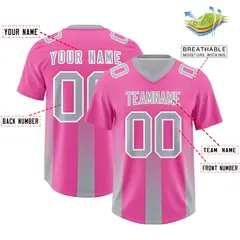 Pink Gray Vertical Gradient Stripe Team Football Jersey 2