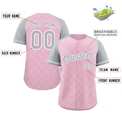 Pink Gray-White Rhombus Authentic Baseball Jersey 2
