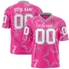 Pink Gray-White Star Graffiti Authentic Football Jersey