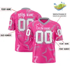 Pink Gray-White Star Graffiti Authentic Football Jersey 2