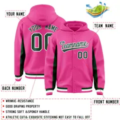 Pink Green Color Block Varsity Letterman Jacket Hoodie 4
