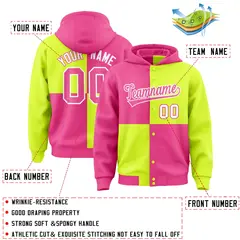 Pink Green Color Block Varsity Letterman Jacket Hoodie 4