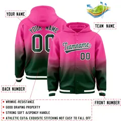 Pink Green Gradient Letterman Varsity Jacket Hoodie 4