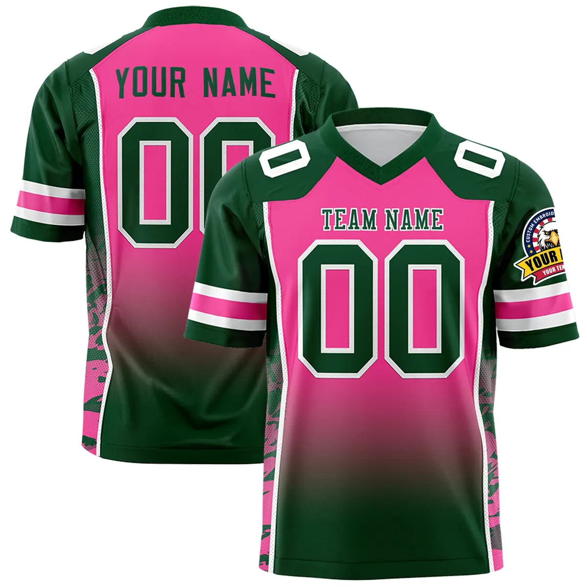 Pink Green Gradient Side Pattern Authentic Football Jersey