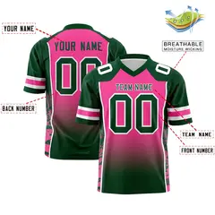 Pink Green Gradient Side Pattern Authentic Football Jersey 2
