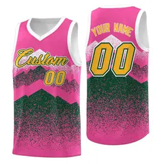 Pink Green Mountain Fade Gradient Fashion Basketball Jersey 1