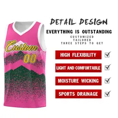 Pink Green Mountain Fade Gradient Fashion Basketball Jersey 2