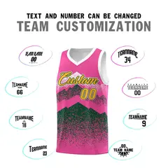 Pink Green Mountain Fade Gradient Fashion Basketball Jersey 4