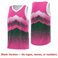Pink Green Mountain Fade Gradient Fashion Basketball Jersey 6