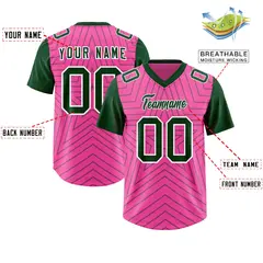 Pink Green Star Pattern Raglan Sleeves Football Jersey 2
