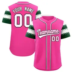 Pink Green White Sleeve Flag Lace Baseball Jersey 1