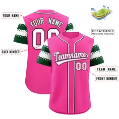Pink Green White Sleeve Flag Lace Baseball Jersey 2