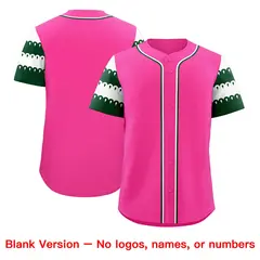 Pink Green White Sleeve Flag Lace Baseball Jersey 7