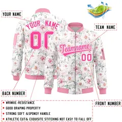 Pink Hawaii Full-Zip Letterman Varsity Bomber Jacket 2