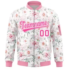 Pink Hawaii Full-Zip Letterman Varsity Bomber Jacket 3