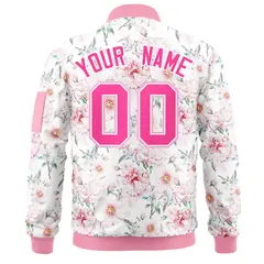 Pink Hawaii Full-Zip Letterman Varsity Bomber Jacket 4