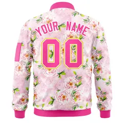 Pink Hawaii Full-Zip Letterman Varsity Bomber Jacket 4