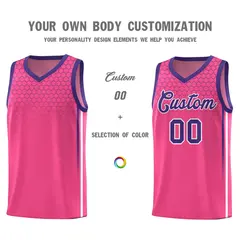 Pink Honeycomb Pattern Sports Uniform Basketball Jersey 3