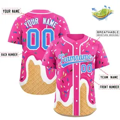 Pink Ice Cream Cone Graffiti Fashion Baseball Jersey 3