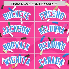 Women's Pink Ice Cream Cone Graffiti Pattern Baseball Jersey 17