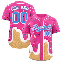 Women's Pink Ice Cream Cone Graffiti Pattern Baseball Jersey 8