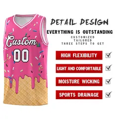 Pink Ice Cream Element Pattern Basketball Kits 2