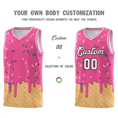 Pink Ice Cream Element Pattern Basketball Kits 3