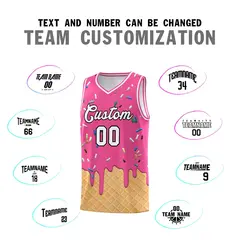 Pink Ice Cream Element Pattern Basketball Kits 4
