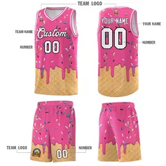 Pink Ice Cream Element Pattern Basketball Kits 5