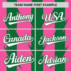 Pink Kelly Green Blade Pattern Raglan Baseball Jersey 3