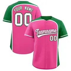 Pink Kelly Green Color Block Authentic Baseball Jersey 1