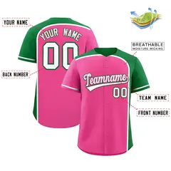Pink Kelly Green Color Block Authentic Baseball Jersey 2
