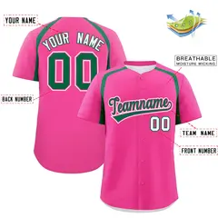 Pink Kelly Green Color Block Authentic Baseball Jersey 2