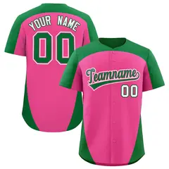 Pink Kelly Green Edge Color Block Authentic Baseball Jersey 1
