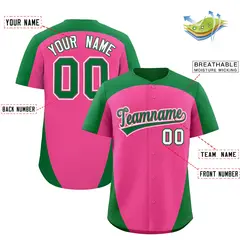 Pink Kelly Green Edge Color Block Authentic Baseball Jersey 2