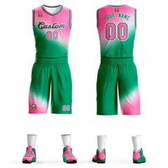 Pink Kelly Green Gradient Basketball Jersey