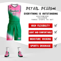 Pink Kelly Green Gradient Basketball Jersey 2