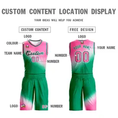 Pink Kelly Green Gradient Basketball Jersey 3