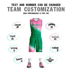 Pink Kelly Green Gradient Basketball Jersey 4