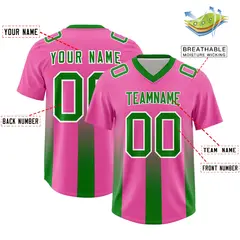 Pink Kelly Green Gradient Vertical Stripe Football Jersey 2