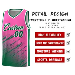 Pink Kelly Green Graffiti Splash Basketball Kits 2