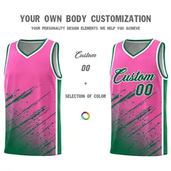 Pink Kelly Green Graffiti Splash Basketball Kits 3