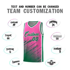 Pink Kelly Green Graffiti Splash Basketball Kits 4