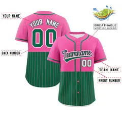 Pink Kelly Green Half Stripe Authentic Baseball Jersey 2
