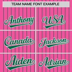 Pink Kelly Green Pinstripe Two-Tone Baseball Jersey 3