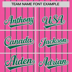 Pink Kelly Green Pinstripe Two-Tone Baseball Jersey 3