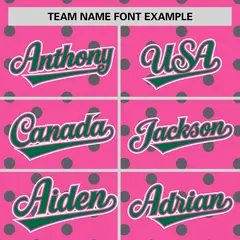 Pink Kelly Green Polka Dot Graffiti Baseball Jersey 3