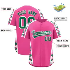 Pink Kelly Green Side Camo Baseball Jersey 2