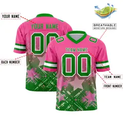 Pink Kelly Green Star Gradient Flag Football Jersey 2